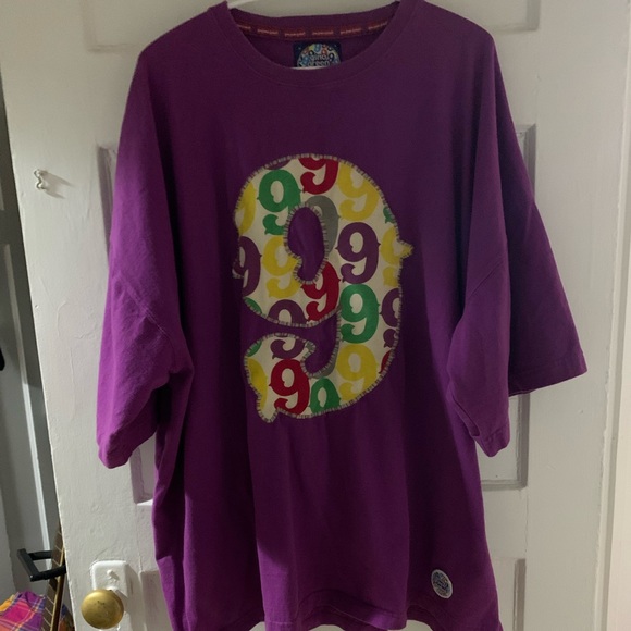 Vintage Rare Gino Green Global 9 Logo T Shirt Purple 4XL - Picture 2 of 7